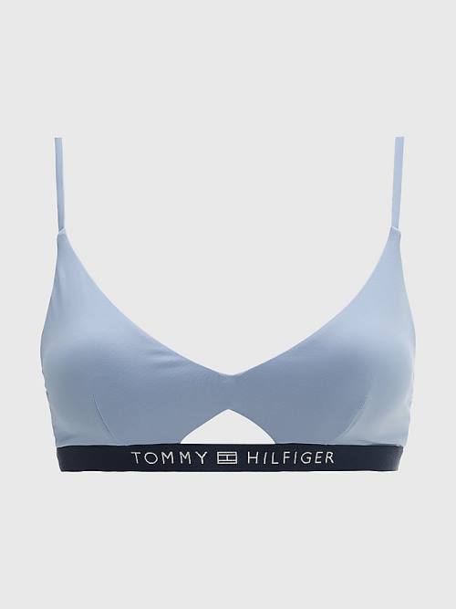 Women's Tommy Hilfiger Logo Waistband Bikini Bralette Swimwear Blue | TH847SNP