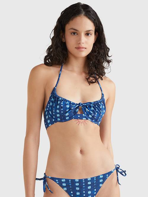 Women\'s Tommy Hilfiger Shibori Balconette Bikini Top Swimwear Blue | TH456CMN